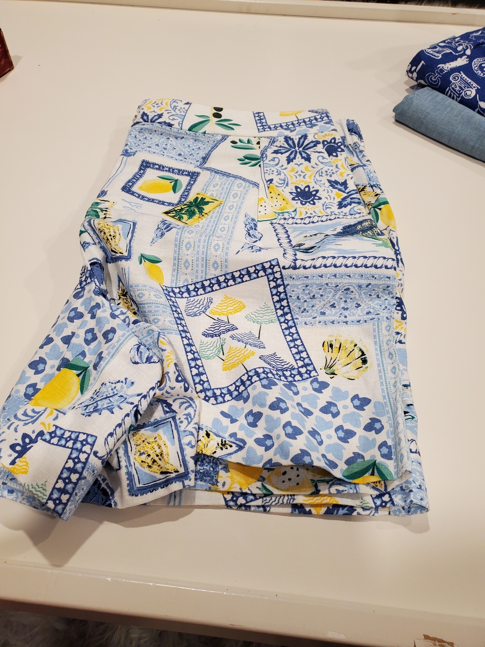 J. Crew Blue, Yellow & Green Mediterranean high waist shorts